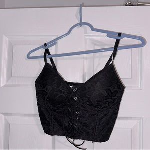 Black lace corset crop top